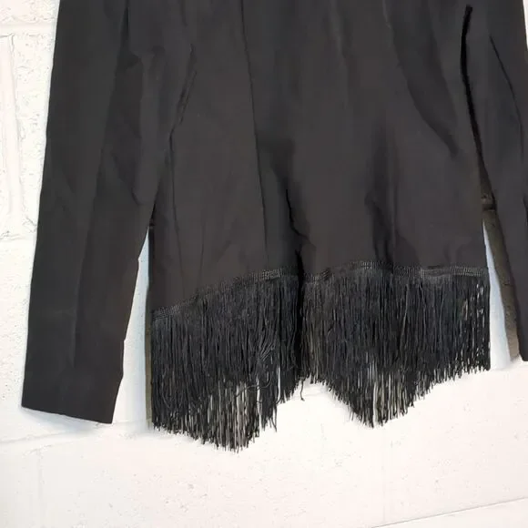 Women's I.N.C. Black Fitted Blazer Fringe Trim Size XS EUC - Picture 5 of 7